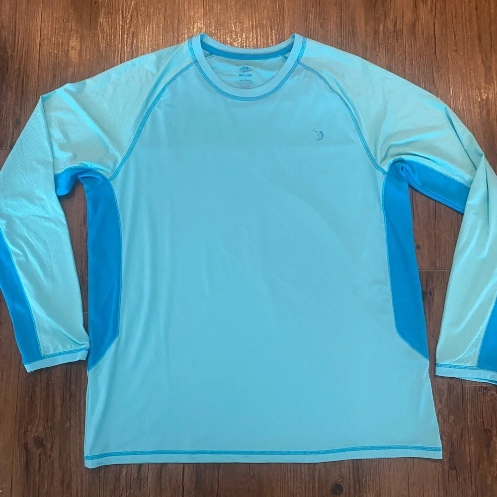 Reel Legends Aqua and Blue Rash Guard